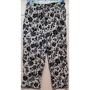 Erika‎ Women's Hawaiian Black White Pants Size L 20" Inseam x 14" Waist x 13"